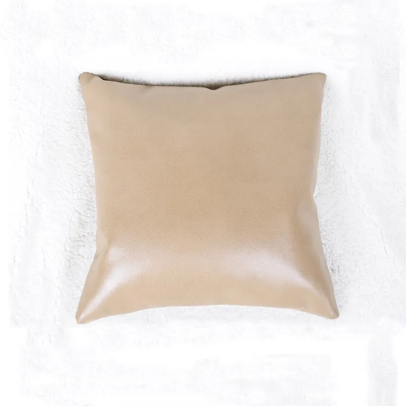 Funfurlala 450*450mm 100% PU Beige Bright leather Smooth High Quality and Low Price Car/Indoor Cushion Cover | Дом и сад