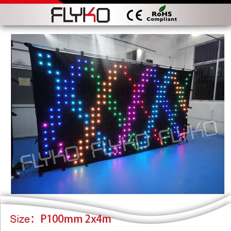 

Best selling!!new 3in1 P100mm 2x4m flexible video tri-color led display curtain flexible led screen
