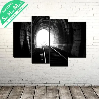 

4 Piece Light through tunnel wall art decor poster vintage decorative pictures canvas prints painting wall pictures for bedroom