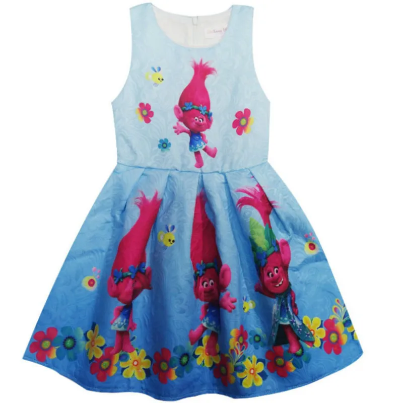

Summer Teenage Kids Girls Dresses Trolls Poppy Magic Fancy Dress Party Cosplay Costume Girls Princess Dress Clothes Vestido