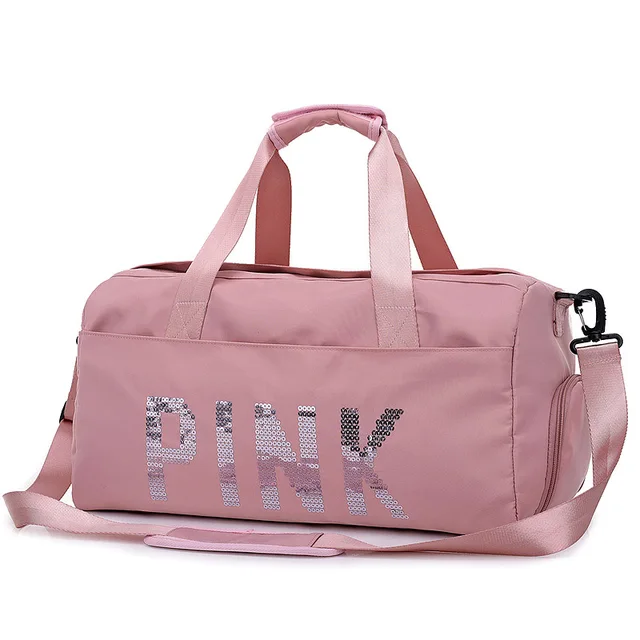 2018 New Hot Sale Pink Women Gym Fitness Bags Portable Nylon Waterproof Shoulder Bag Men Large