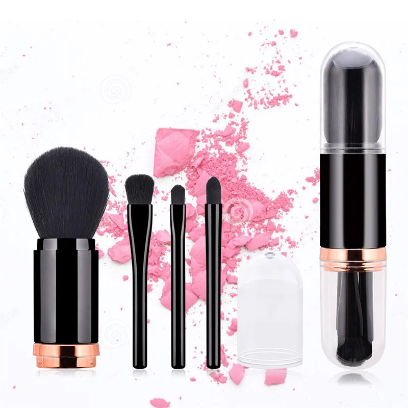 

Professional 4 in 1 Travel Portable Mini Eye Makeup Brushes Set Reals Eyeshadow Eyeliner Eyebrow Brush Lip Make Up Brushes kit