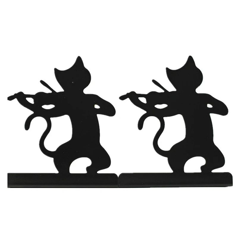 

BGCS-Music Cartoon Cat Non-skid Bookends Art Bookend,1 Pair (Black)