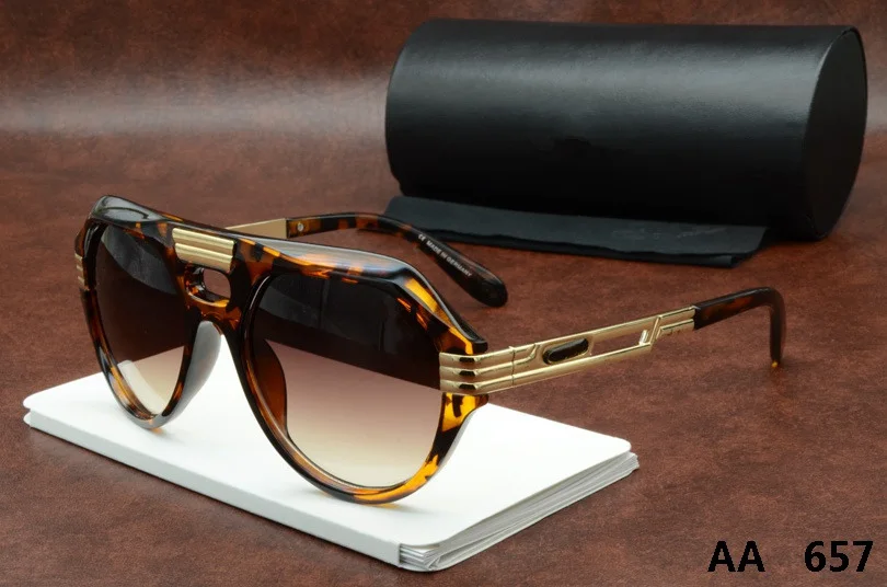 2019 Europe New Famous Brand Designer Retro Goggle Clear Gradient Lens Brown Sunglasses Oversize Luxury 657 For Men With Box