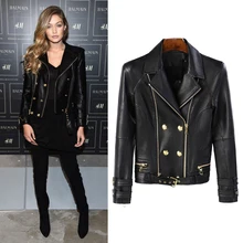 Кожаное пальто, женское короткое платье, куртка на молнии, куртка с пряжкой, импортная, моющаяся вода, кожаное пальто, большой код, Женское пальто, пальто