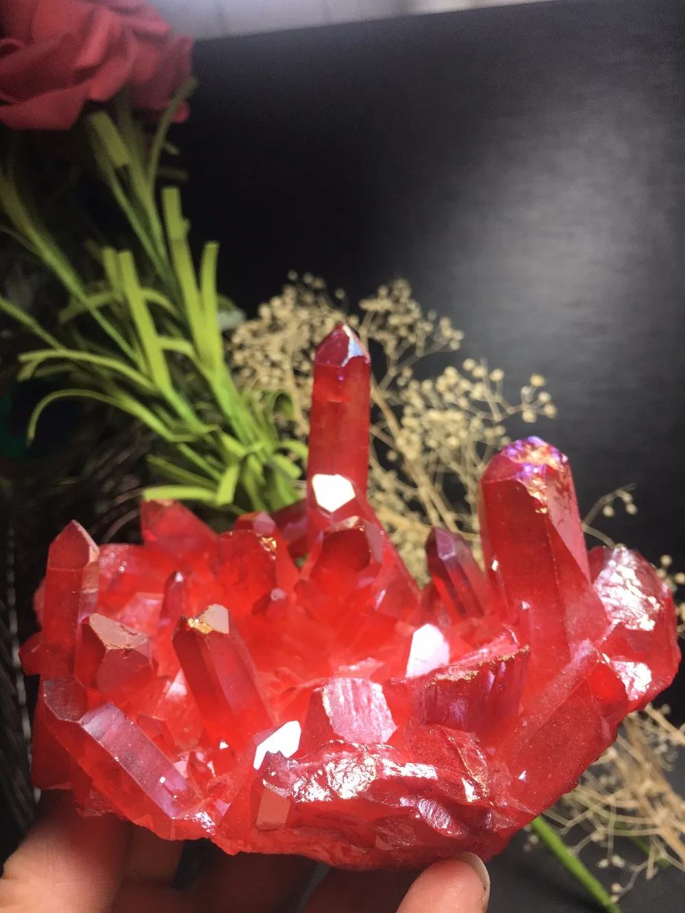 

PRETTY Aura Quartz Crystal Bismuth Titanium Silicon Clusters SPECIMEN