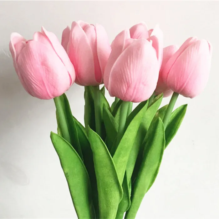 Высокое качество, 1 шт., красные, розовые тюльпаны, искусственный цветок, искусственная кожа, искусственный тюльпан, настоящее на ощупь, свадебные украшения, для дома, вечерние, свадебные букеты - Цвет: Tulip D10 Pink