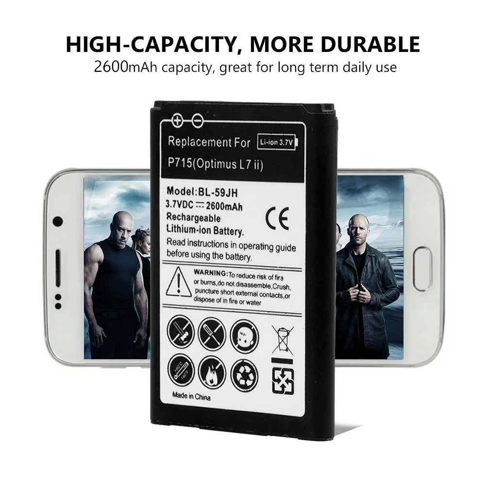 2600 мА/ч BL 59JH BL59JH литий ионная аккумуляторная батарея для LG Optimus L7 II двойной P715 P713 F3