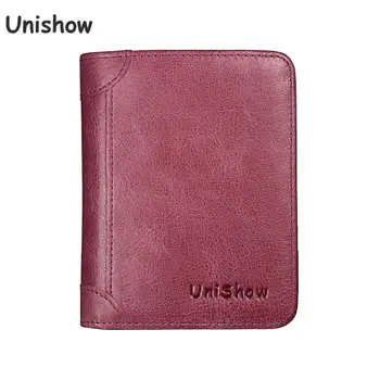 

Unishow Genuine Leather Women Wallet Short Brand Designer Women Leather Purse Small Ladies Wallet Slim Female Purse Card Holder