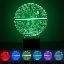 Новый Deathstar Радуга 3D ночник пуговицы USB светодио дный мощность led Звездные войны подарок