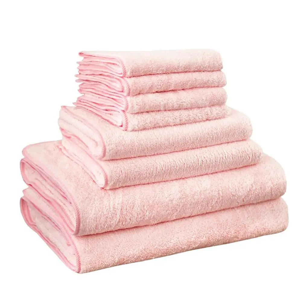 Adeeing 8pcs/set Plain Colour Water absorbing Bathroom Towel Set Suit