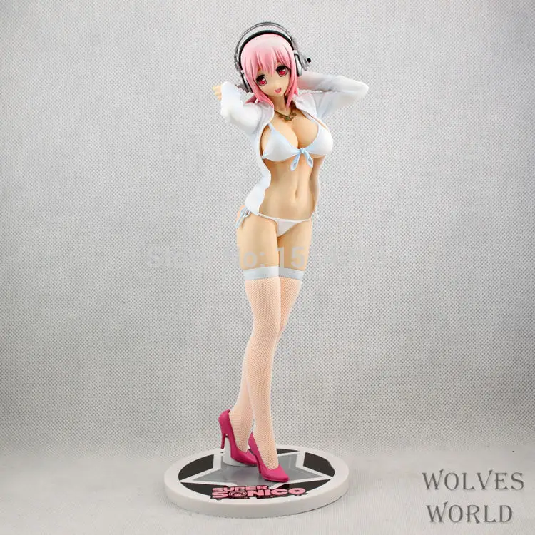 

Sexy Girl Original Super Sonico Black or Whie Bikini Stocking Shirt Cast Off 10" PVC Action Figure Collection Model Toy SG043