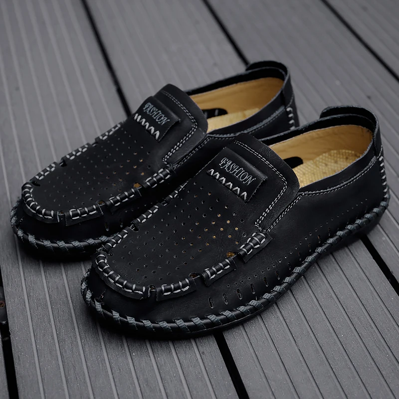 

Moccasins Men Luxury Handmade Shoes Big Size 38-48 Men Casual Shoes Lace-Up Moccasin Sneakers Fashionable Rubber Footwear