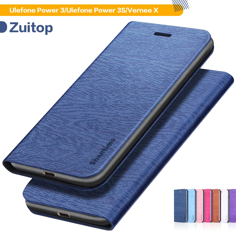 

Wood grain PU Leather Case For Ulefone Power 3 Flip Case For Ulefone Power 3S Vernee X Business Case Soft Silicone Back Cover