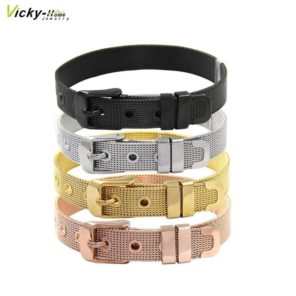 BS02-1-1 Stainless Steel Mesh Keeper Bracelets for Slide Charms