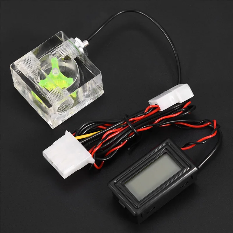 PC Water Cooling Cooler 3 Way Flow Meter w// Digital Thermometer G1//4 Fitting BT