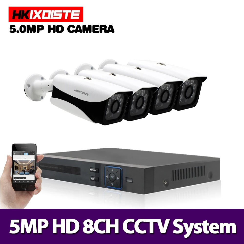 HD 5MP H.265 видео наблюдения 8 камера s комплект камеры безопасности для CCTV Крытый Открытый камеры безопасности системы AHD камера DVR P2P
