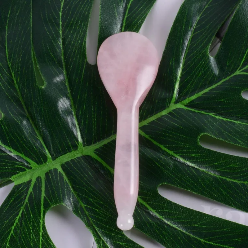 

China Traditional Facial Gua Sha Tool Spoon Shape Rose Quartz SPA Acupuncture Scraping Massage Healing For Health Care