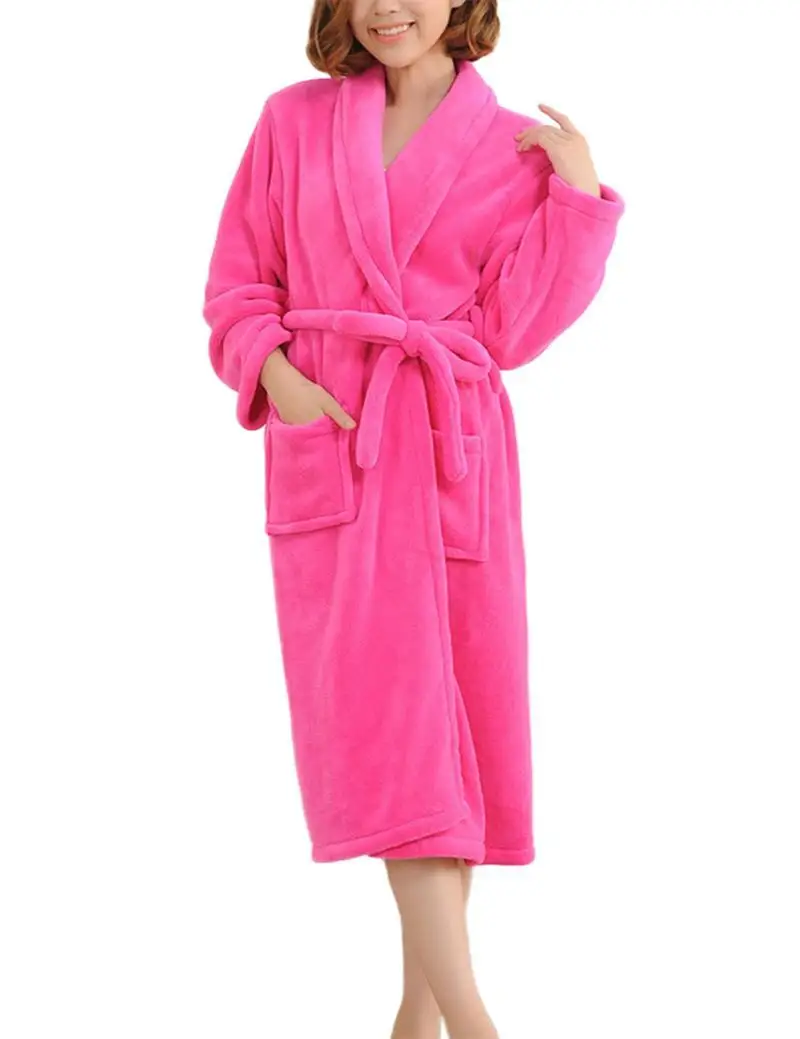 Women Robe Winter Flannel Warm Long Bathrobe Women Dressing Gown Sexy