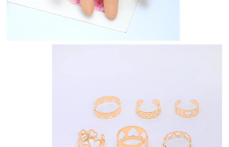 AYAYOO New 6 pcsset Vintage Gold Color Ring Sets Antique Hollow Midi Finger Rings for Women Turkish Party Boho Knuckle Ring (2)