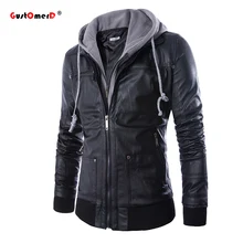 Gustomerd Hoodied Мужчины Куртка Slim Fit Кожаная Куртка Мужчины Повседневная Slim Fit Колледж Мужской Куртки Мужские Куртки И Пальто M-3XL