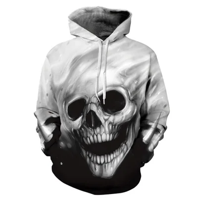 

2019 New Fashion 3d Hoodies Women/Men 3d Sweatshirts Print White Skulls Thin Hooded Hoodies Hoody Tops Streetwear harajuku
