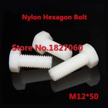 

50 Pieces M12*50 Nylon Hexagon Bolt Plastic Hex Head Set Screw