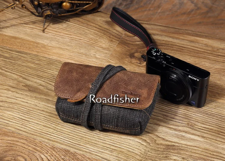 Roadfisher натуральная кожа холст камера сумка Вставка чехол для хранения сумка Пояс для Canon G7X RX100 M2 M3 M4 M5 Nikon sony Leica Fuji