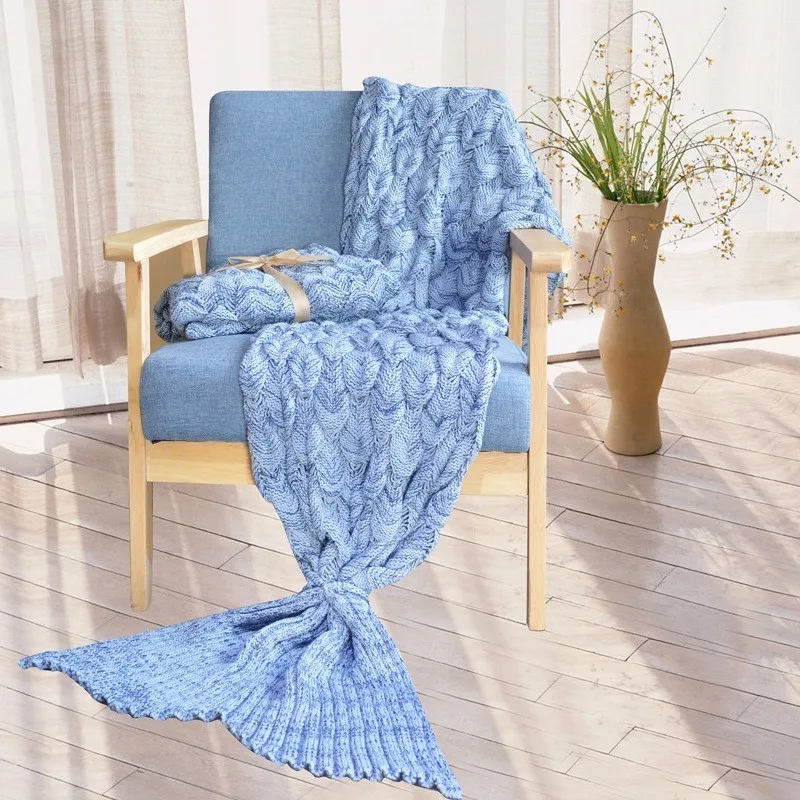 Мягкое вязаное одеяло «хвост русалки», спальный мешок ручной работы для детей, взрослых, на все сезоны, лучший подарок на день рождения, Рождество