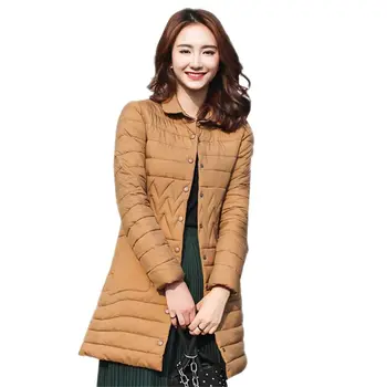 

2018 New Cotton-Padded Parkas Women Winter Coat Winter Jacket Overcoat Female Lapel Down Cotton Ultra Light Warm Outerwear O577