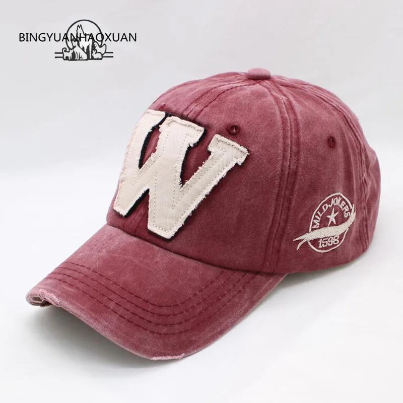 BINGYUANHAOXUAN 6 colores lavados Denim Snapback gorras otoño algodón letra W nuevos hombres mujeres gorra de béisbol Sunblock Beisbol Casquette BINGYUANHAOXUAN 6 colores lavados Denim Snapback gorras otoño algodón letra W nuevos hombres mujeres gorra de béisbol Sunblock Beisbol Casquette