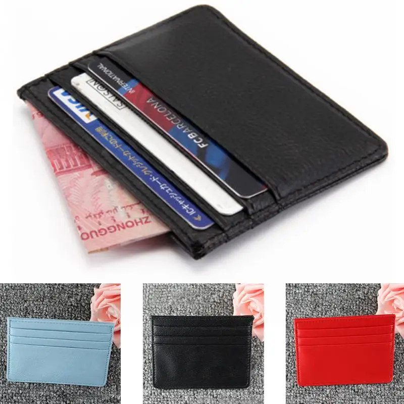Durable Unisex Slim Card Holder Mini Wallet ID Case PU Leather Women ...