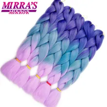 Mirra's зеркальные синтетические плетеные волосы для наращивания длинные кроше с Омбре волосы розовые Джамбо косы наращивание волос три/два тона зеленый