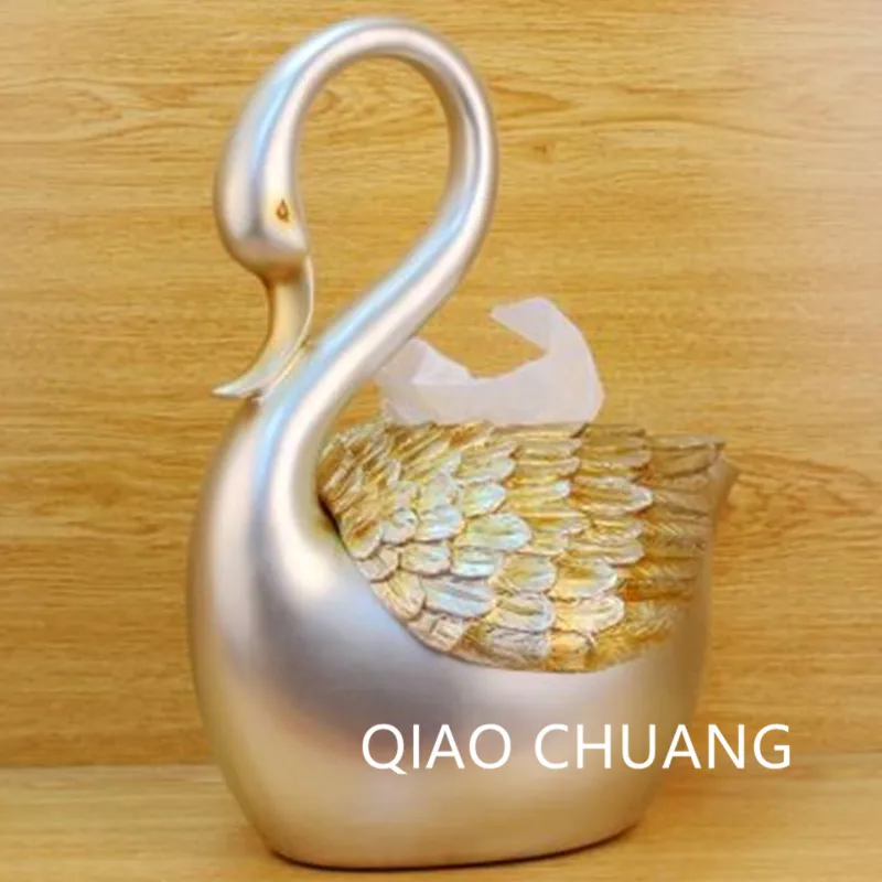 

European Style Swan Tissue Box Animal Resin Craftwork Desktop Decoration Office Tea Table Furnishing Articles S506