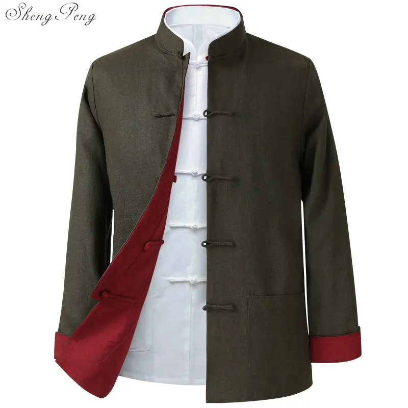 Men Chinese Style Shirt Traditional chinese jacket Traditional mandarin collar tang jacket mandarin collar suit men clothes Q600