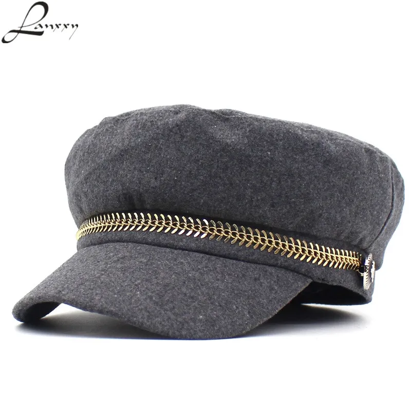 New Wool Military Hat Women Flat Caps Fashion Gorras Casquette Military Cap for Ladiesin Women
