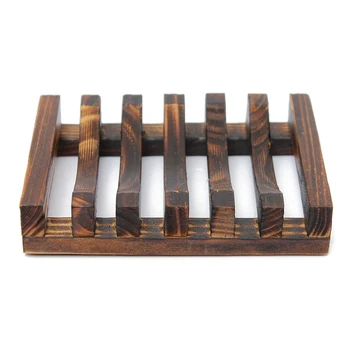 

Wood Kitchen Bathroom Sponge Soap Dish Plate Box Holder Container Shelf,Size: 10.8x8x2.5cm ,Carbon Wood Color