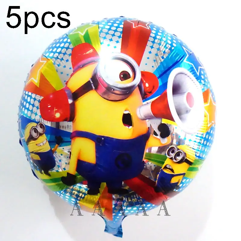 5 шт. фольгированные шары с миньонами 18 дюймов круглые стильные воздушные шары "Миньоны" для дня рождения, детские игрушки
