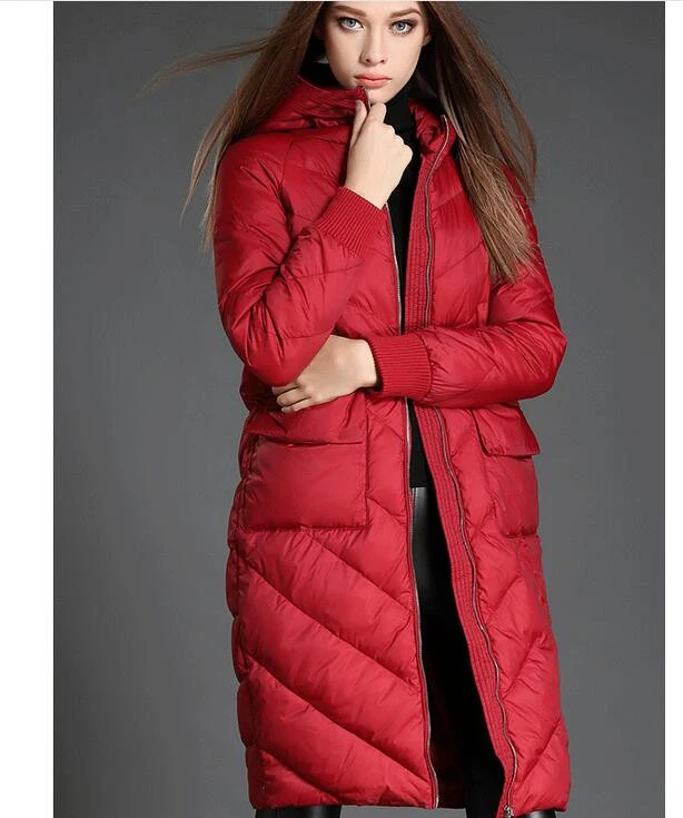 Cocoon Style Winter Down Coat Large Pocket Warm Down Coat Women Long Winter Coat