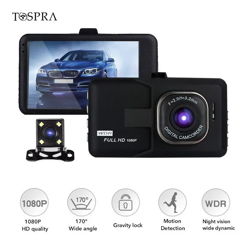 MINI DVR TELECAMERA VIDEOREGISTRATORE PER AUTO 2 TELECAMERE SUPER HD DISPLAY 4/"