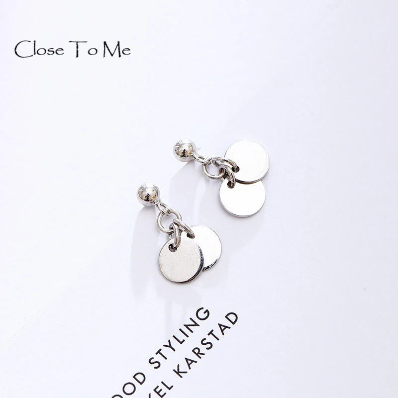 

Close To Me Real S925 Sterling Silver Creative Handmade Fine Jewelry Round Simple Personality Drop Earrings for Women