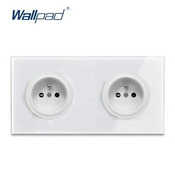 

Wallpad Crystal Tempered Pure Glass Panel 16A Double EU French Standard Wall Power Socket Outlet Grounded