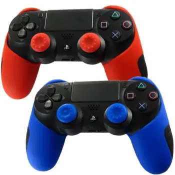 

for Sony Play Station 4 PS4 DS4 Pro Slim Controller Soft Silicone Rubber Half Skin Case Cover ( Case X 2 + Thumb Grips X 4 )