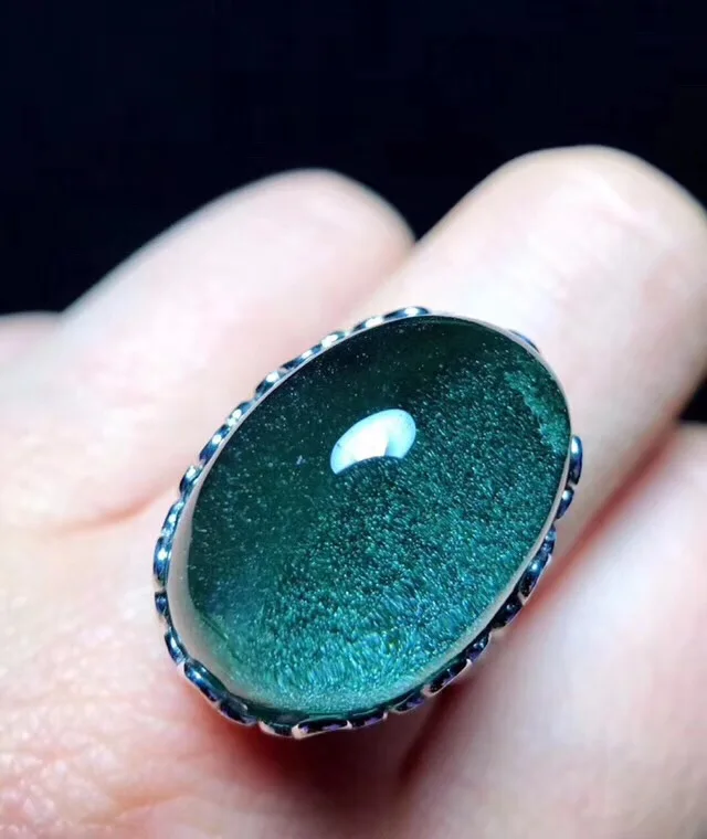 Natural Green Phantom Quartz Crystal Adjustable Ring (2)