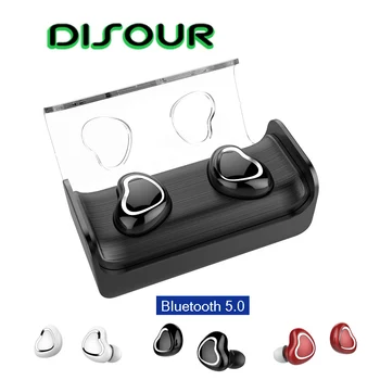 

DISOUR TWS 5.0 Wireless Bluetooth Earphones Double Channel Calling Stereo Sound Music In-Ear Earbuds Headsets With Charging Case