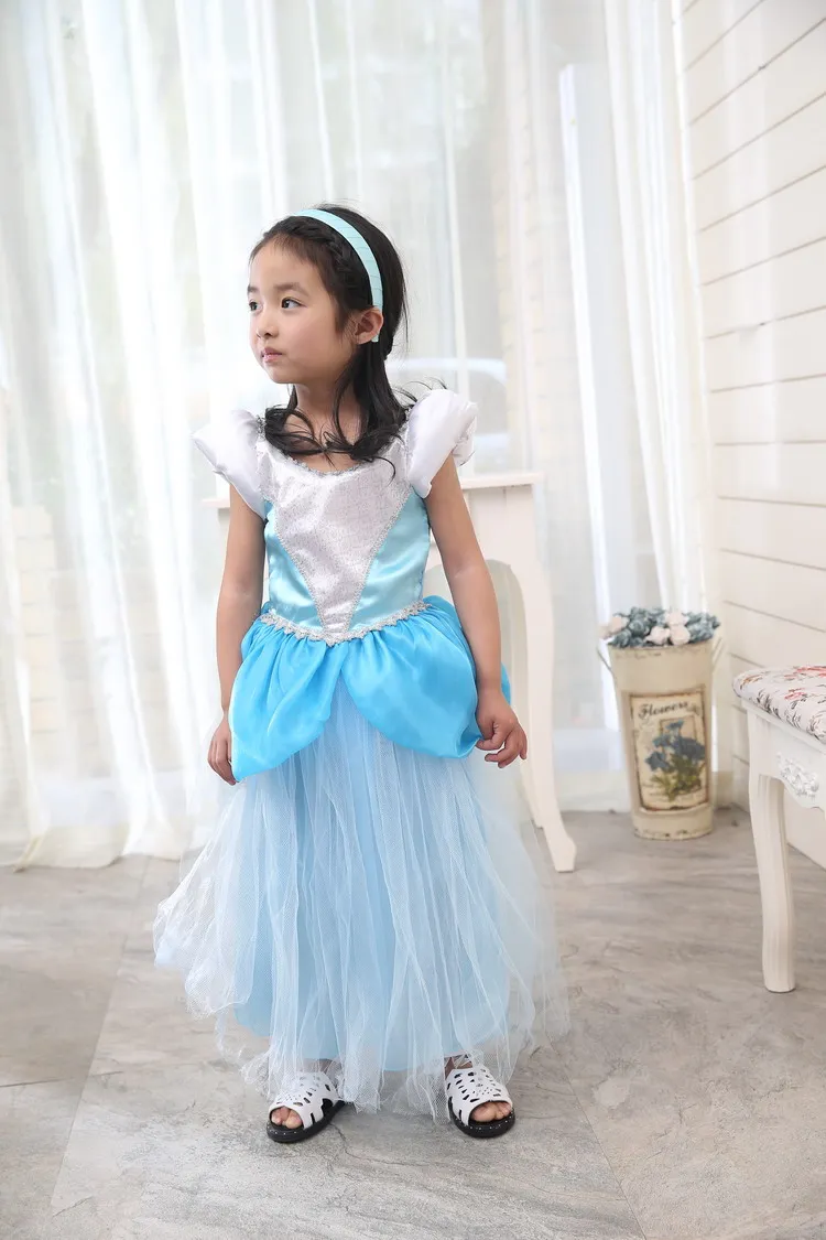 

girl cinderella costumes party dress height 90cm-140cm 2t-9 girls cosplay  kids performance clothes  dress party clothing