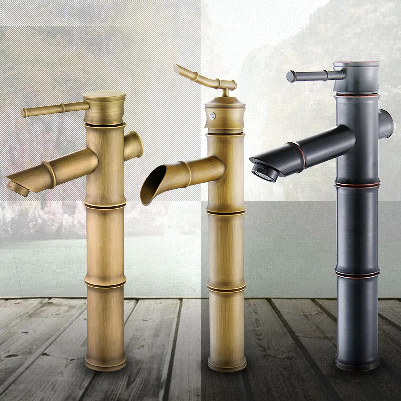 

ancient ways basin faucet antique art basin of classical bamboo pure copper basin faucet hot and cold mixer water tap