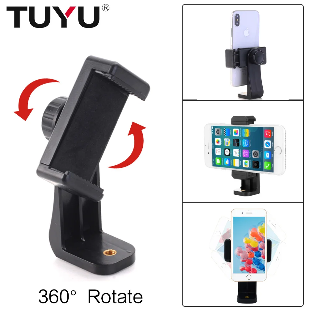 

TUYU Cell Phone Stand Vertical Bracket Smartphone Clip Holder 360 Adapter Tripod Mount for iPhone for Samsung Selfie