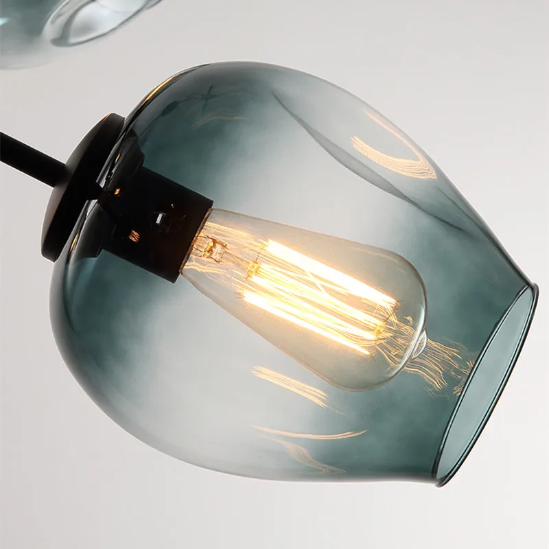  Large Chandelier Lighting Glass Shade Kitchen Island Modern LED Lights Office Hotel Black Flush Mou - 32855010402