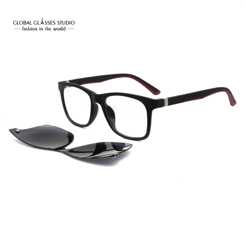 Новые мужские и женские черные TR90 магнитные поляризационные солнцезащитные очки модные трендовые солнцезащитные очки 6001 - Цвет линз: Black Red